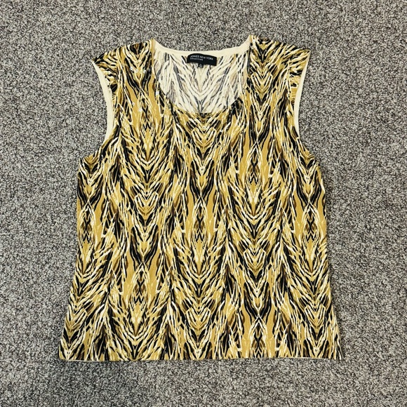 Jones New York Tops - Jones New York Yellow Black Patterned V-Neck Tank Top